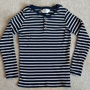 H&M Kids Long Sleeve Navy and White Striped Tee